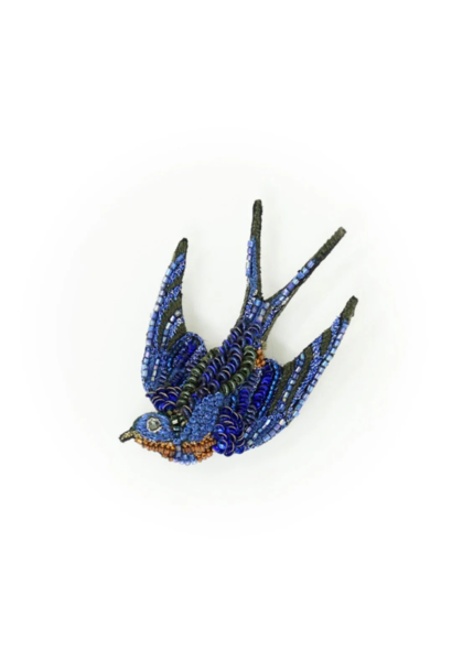 Trovelore - Singing Swallow Embellished Brooch - Handmade in India in Small Batches by Artisan