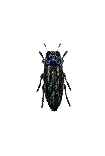 Trovelore - Noir Beetle Embellished Brooch - Handmade in India in Small Batches by Artisan