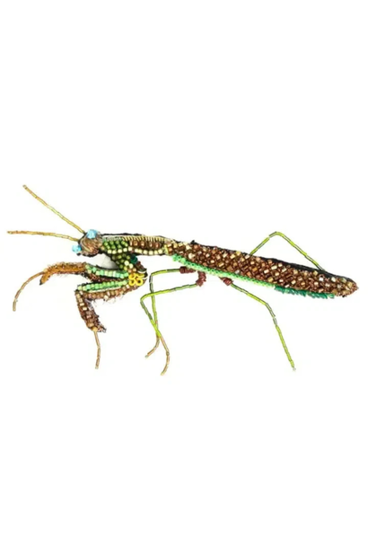 Trovelore - Green Mantis Embellished Brooch - Handmade in India in Small Batches by Artisan