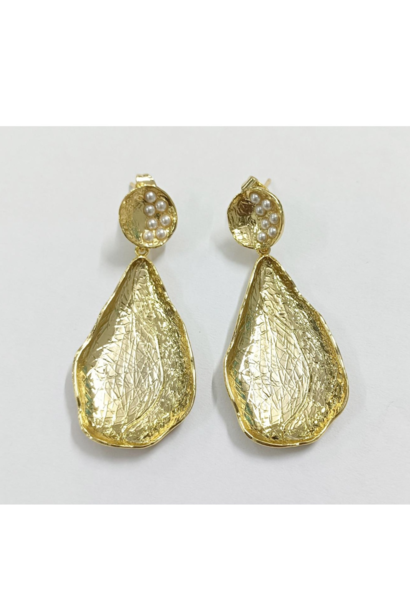 WILFRID & HEATH - Seed Pod Earrings with Pearls  -18kt Gold Plated Brass