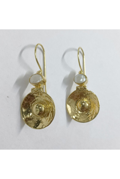WILFRID & HEATH - Luna Disc Pearl Earrings -18kt Gold Plated Brass