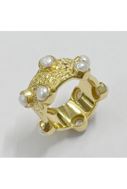 WILFRID & HEATH - The Royal Stud Ring with Pearls -18kt Gold Plated Brass