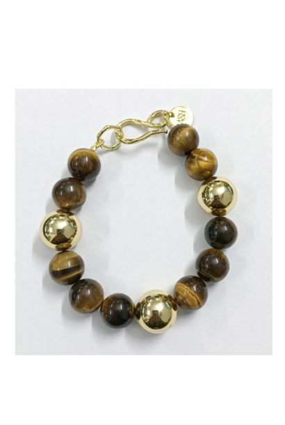 WILFRID & HEATH -  Solar Bracelet - Tigers Eye with 18kt Gold Plated Brass