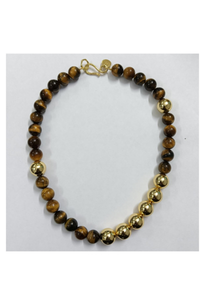 WILFRID & HEATH -  Solar Necklace - Tigers Eye with 18kt Gold Plated Brass