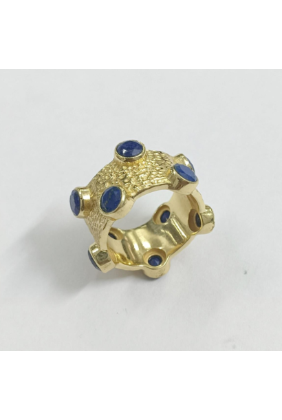 WILFRID & HEATH - The Royal Stud Ring with Lapis - 18kt Gold Plated Brass
