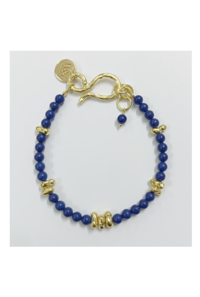 WILFRID & HEATH - Gold Nugget Bracelet with Lapis - 18kt Gold Plated Brass