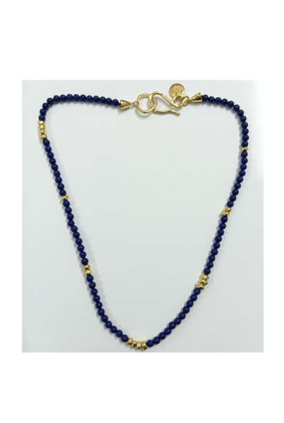 WILFRID & HEATH - Gold Nugget Necklace with Lapis - 18kt Gold Plated Brass