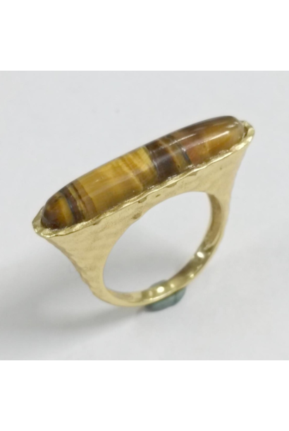 WILFRID & HEATH - Lilibet Ring with Tigers Eye - 18kt Gold Plated Brass