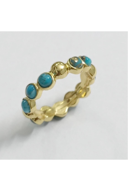 WILFRID & HEATH - Perfectly Imperfect Ring with Turquoise - 18kt Gold Plated Brass