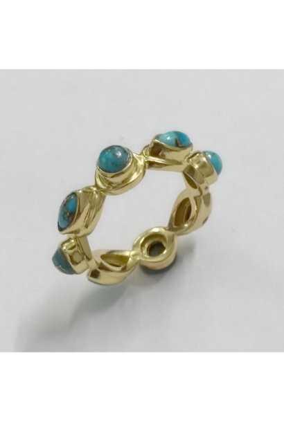 WILFRID & HEATH - Duo Ring with Turquoise - 18kt Gold Plated Brass