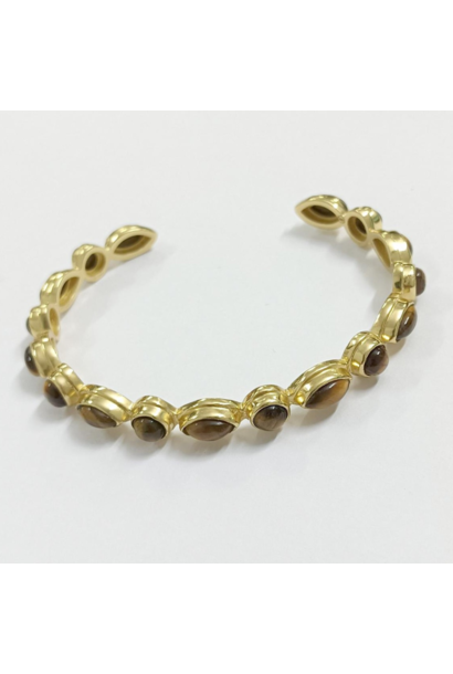WILFRID & HEATH - Duo Cuff with Tigers Eye - 18kt Gold Plated Brass