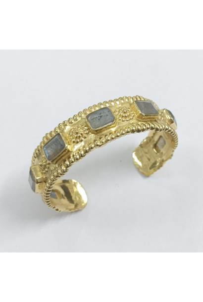 WILFRID & HEATH - Imperial Cuff with Labradorite -18kt Gold Plated Brass