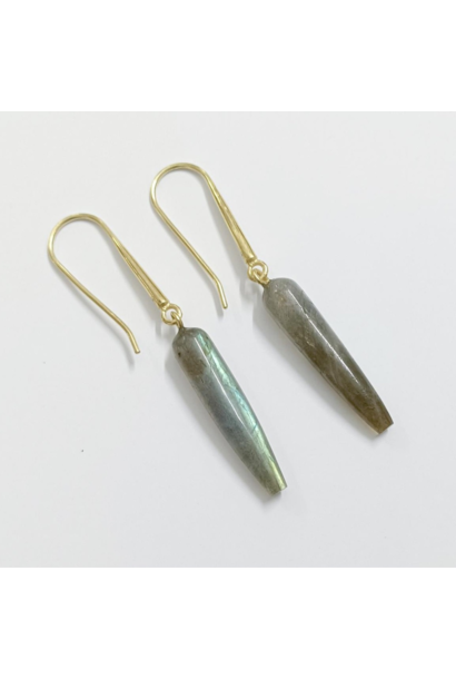 WILFRID & HEATH - Labradorite Stiletto Drop Earrings - 18kt Gold Plated Brass