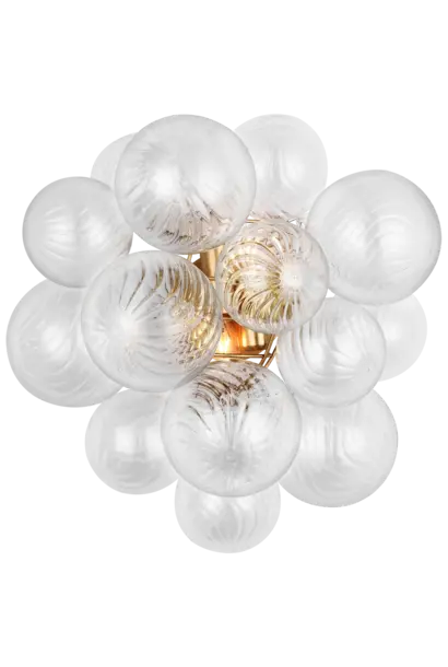 Julie Neill - Talia Medium Sconce in Burnished Silver Leaf with Clear Swirled Glass