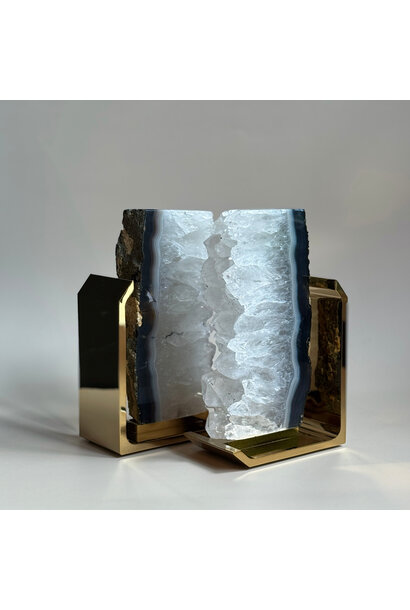 Anna New York - Fim Bookends, Agate Druze & Gold - Set of 2