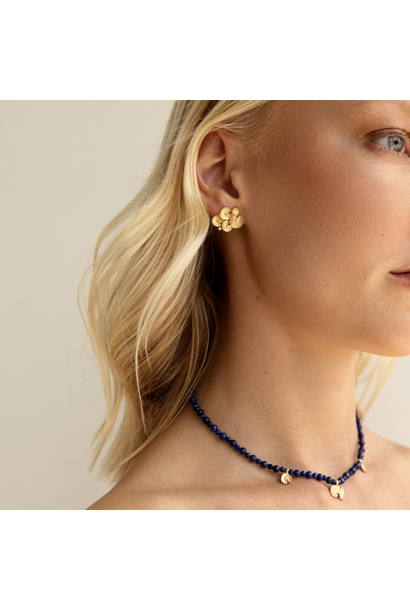 JOYASABI - Song of the Naiad Lapis Lazuli Necklace with 18ct Gold Waterlily Motifs & Small Diamond 18ct Rose & Yellow Gold - Handmade in Tasmania
