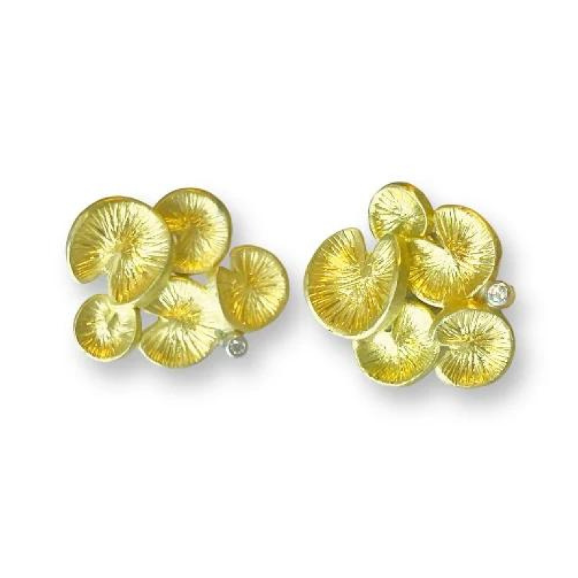 JOYASABI - Song of the Naiad Earrings -18ct Gold  with Diamonds Set in Platinum - Handmade in Tasmania-2