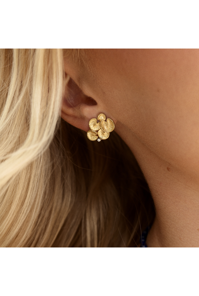 JOYASABI - Song of the Naiad Earrings -18ct Gold  with Diamonds Set in Platinum - Handmade in Tasmania