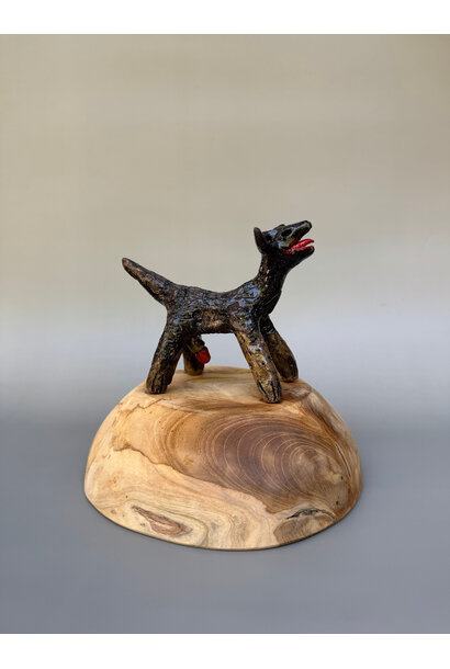 Paul O'Connor - Mini Tassie Tiger I, 2025 - Recycled clay, wood base - 15x15x10cm