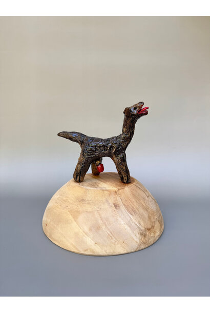 Paul O'Connor - Mini Tassie Tiger III, 2025 - Recycled clay, wood base - 15x15x10cm