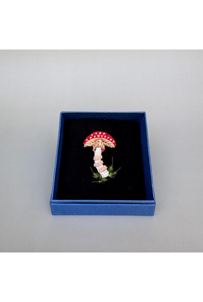 Trovelore - Fly Mushroom Embellished Brooch - Handmade in India in Small Batches by Artisan