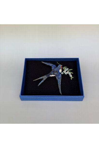 Trovelore -  Peace Swallow Embellished Brooch - Handmade in India in Small Batches by Artisan