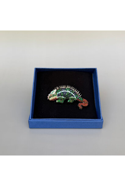 Trovelore - Colourful Chameleon Embellished Brooch - Handmade in India in Small Batches by Artisan
