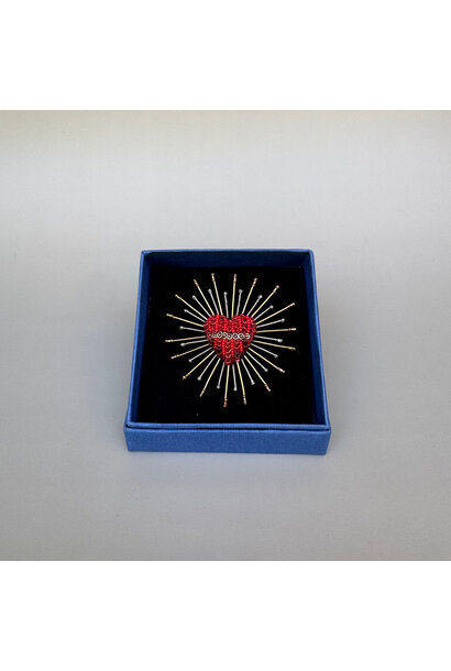Trovelore - Sacred Heart Embellished Brooch - Handmade in India in Small Batches by Artisan