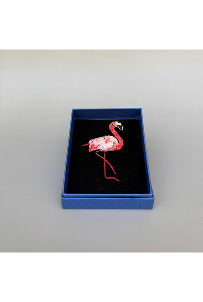 Trovelore - Caribbean Flamingo Embellished Brooch - Handmade in India in Small Batches by Artsian