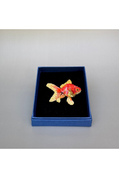 Trovelore - Fantail Goldfish Embellished Brooch - Handmade in India in Small Batches by Artisan