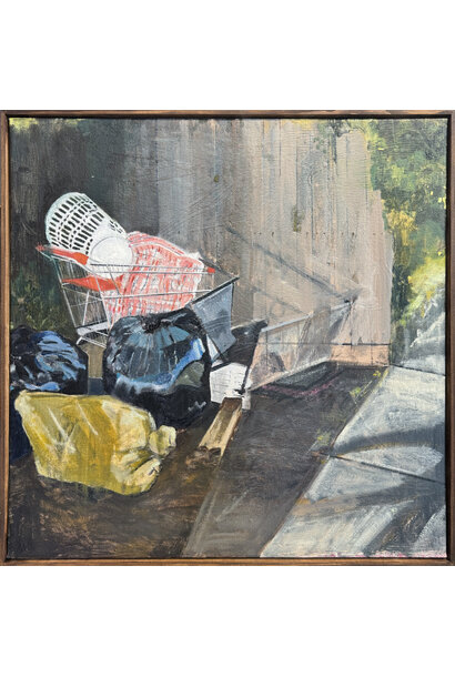 Margaret McIntosh - Childcare Pickup, 2025 - Oil on canvas - 57.5x57.5cm framed