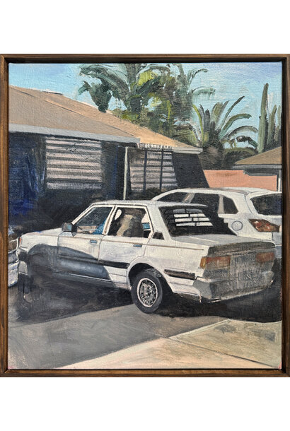 Margaret McIntosh - Shutters in Shadows, 2025 - Oil on canvas - 46.5x41.5cm framed