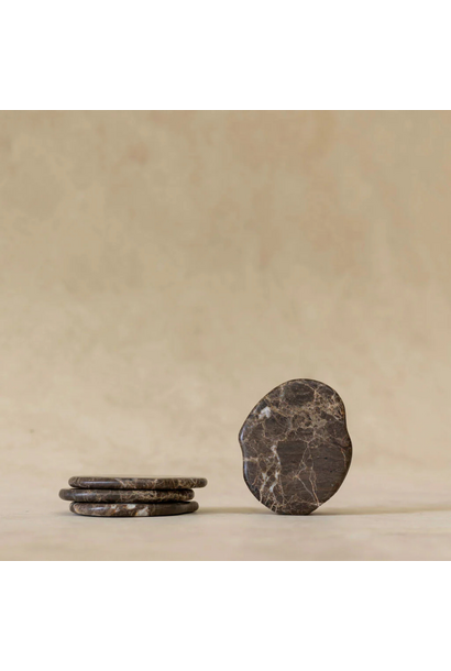 Co Theory - Anchor Stone Coasters - Brown Emperador - Set of 4
