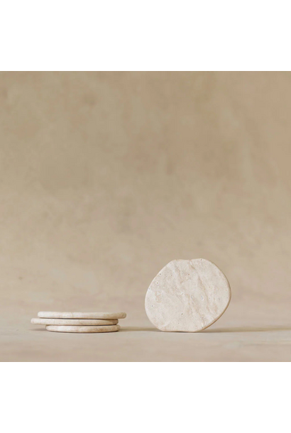 Co Theory - Anchor Stone Coasters - Beige Travertine  - Set of 4