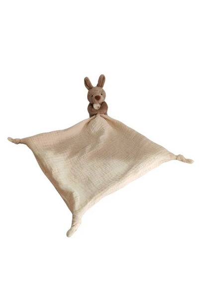 Petite Vous - Jo Jo the Kangaroo Comforter Blanket - White Muslin