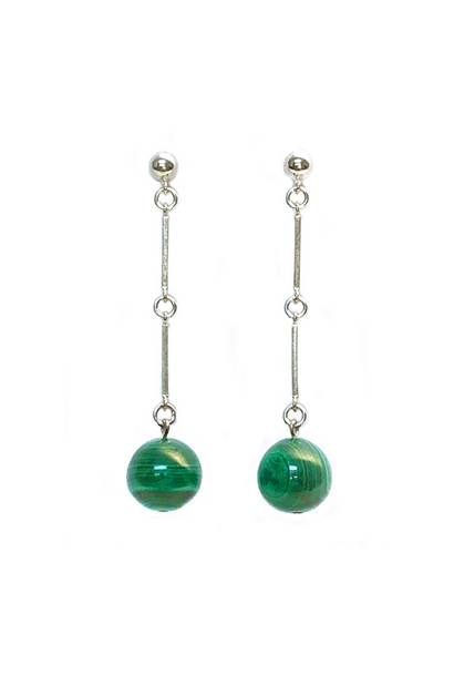 2 by Lyn & Tony - CODA M Malachite on Sterling Silver Earrings - Handcrafted in Australia