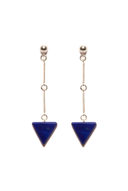 2 by Lyn & Tony - CODA 8 Lapis Triangle Drops Sterling Silver Earrings - Handcrafted in Australia