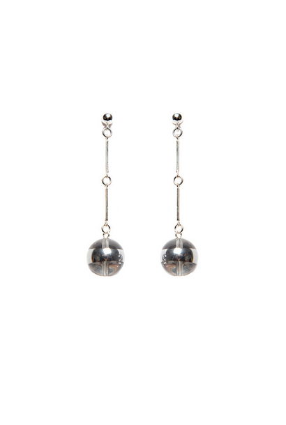 2 by Lyn & Tony - CODA 27S Silver Banded Crystal Quartz on Sterling Silver Earrings - Handcrafted in Australia