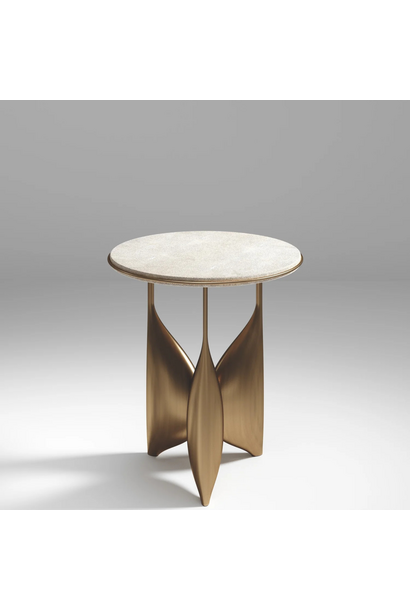 Kifu Paris - Plumeria Side Table II -  Antique Natural Shagreen with Bronze Patina Brass Legs