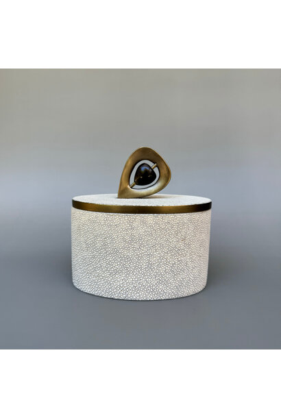 Kifu Paris - Teardrop Knob Cannister - Cream shagreen