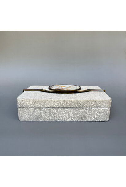 Kifu Paris - Victoria Box - Cream shagreen with Hwana stone