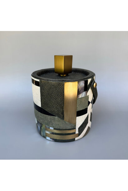 Kifu Paris - Ice Bucket - Block Dark Pattern - Shagreen, Shell & Bronze
