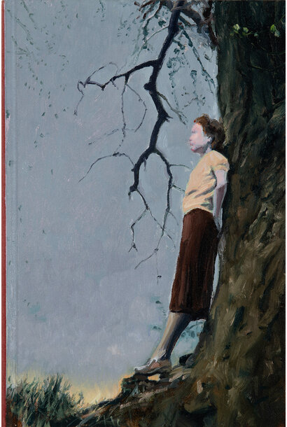 SOLD - James King - God came on Friday, 2026 - Oil on hardcover book - 19x13cm