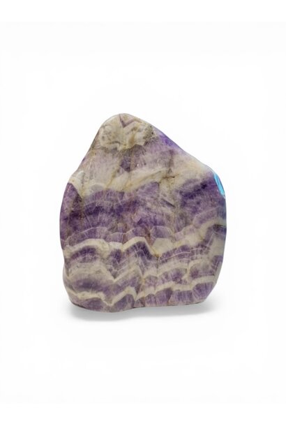 Polished Chevron Amethyst Freeform Sculpture— Striking purple and white banded layers - Approx H24 x W19 X D10cm