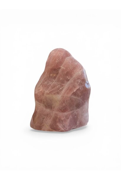 Polished Rose Quartz Freeform Sculpture — Soft blush pink with a silky sheen - H25 W20 D15cm