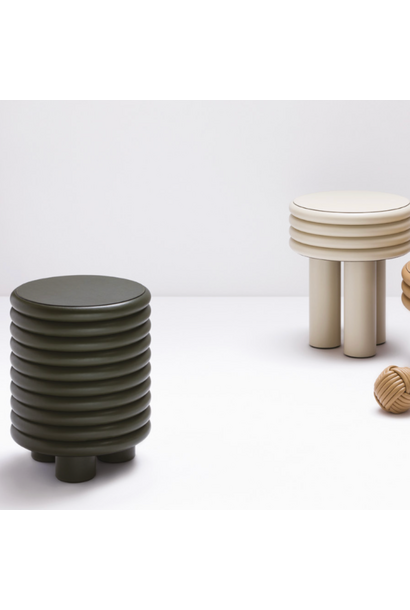 Stephane Parmentier x Giobagnara - Scala Leather Stool - Black - D37cm H 44cm - Italy