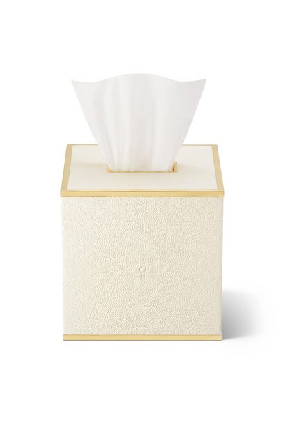 AERIN - Classic Shagreen Tissue Box Cover - Cream