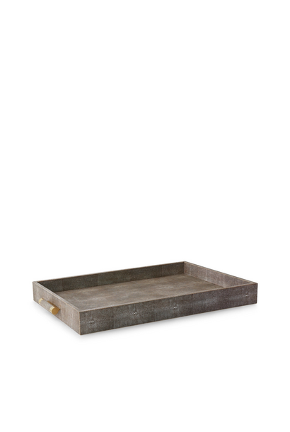 AERIN - Classic Embossed Shagreen Butler Tray - Chocolate