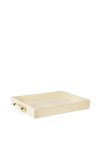 AERIN - Classic Embossed Shagreen Serving Tray - Cream