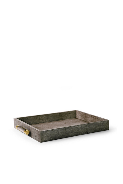 AERIN - Classic Embossed Shagreen Serving Tray - Chocolate